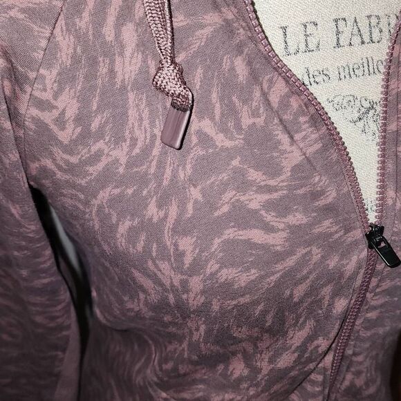 Athleta Womens Triumph Smoked Brown Printed Full Zip Hoodie Jacket Small - Picture 3 of 5